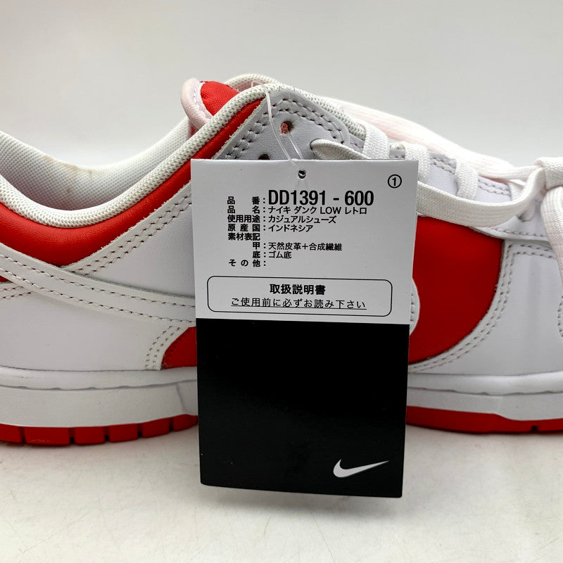 【中古美品】【メンズ】 NIKE ナイキ DD1391-600 DUNK LOW RETRO "CHAMPIONSHIP RED" ダンク ロー レトロ "チャンピオンシップレッド" 靴 スニーカー シューズ 160-250310-km-07-izu サイズ：28.0cm カラー：UNIVERSITY RED/WHITE 万代Net店