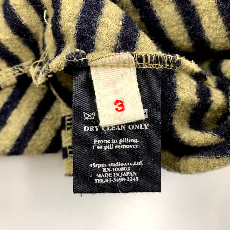 【中古品】【レディース】 45rpm フォーティーファイブアールピーエム 圧縮ウール ボーダーバスクシャツ 長袖 トップス 170-250313-as-20-izu サイズ：3 カラー：グリーン系×ネイビー 万代Net店