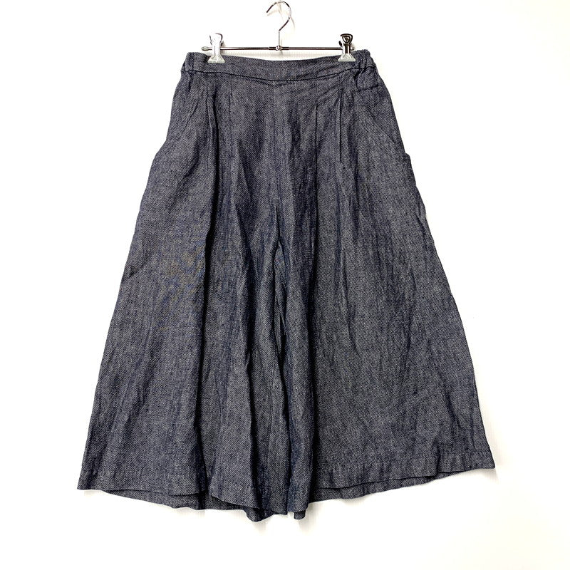 【中古品】【レディース】 群言堂 根々 LINEN TUCK WIDE EASY PANTS リネン タック ワイド イージーパンツ ボトムス 171-250313-as-22-izu カラー：ネイビー系 万代Net店