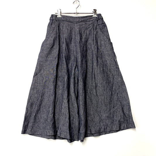 【中古品】【レディース】 群言堂 根々 LINEN TUCK WIDE EASY PANTS リネン タック ワイド イージーパンツ ボトムス 171-250313-as-22-izu カラー：ネイビー系 万代Net店