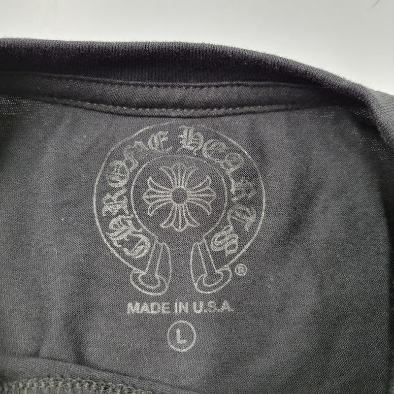 【中古美品】【メンズ】 CHROME HEARTS クロムハーツ SS T-SHIRT ショートスリーブ Tシャツ ロゴ ポケット 半袖 トップス 190-250316-as-26-izu サイズ：L カラー：ブラック 万代Net店