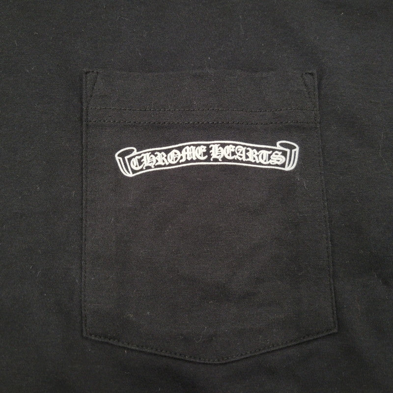 【中古美品】【メンズ】 CHROME HEARTS クロムハーツ SS T-SHIRT ショートスリーブ Tシャツ ロゴ ポケット 半袖 トップス 190-250316-as-26-izu サイズ：L カラー：ブラック 万代Net店