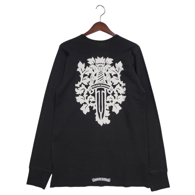 【中古美品】【メンズ】 CHROME HEARTS クロムハーツ LS THERMAL VINE DAGGER ロングスリーブ サーマル ヴァインダガー 長袖 トップス 190-250316-as-29-izu サイズ：XL カラー：ブラック 万代Net店