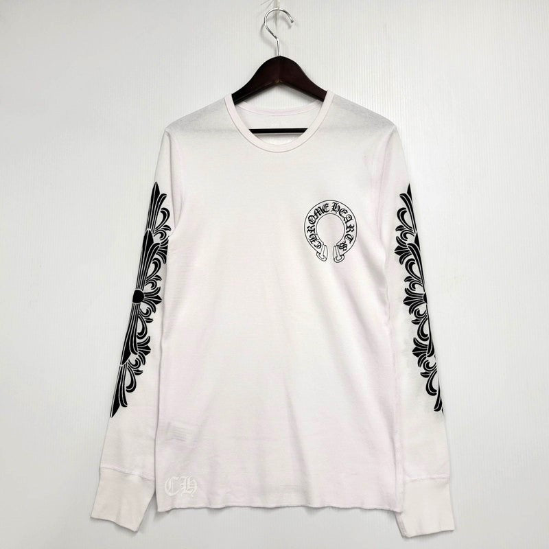 【中古美品】【メンズ】 CHROME HEARTS クロムハーツ LS THERMAL FLORAL CROSS ロングスリーブ サーマル フローラル クロス 長袖 トップス 190-250316-as-27-izu サイズ：L カラー：ホワイト 万代Net店