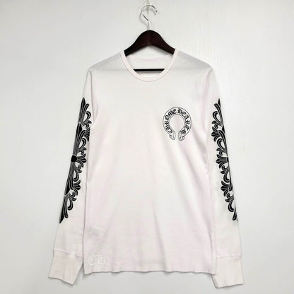 【中古美品】【メンズ】 CHROME HEARTS クロムハーツ LS THERMAL FLORAL CROSS ロングスリーブ サーマル フローラル クロス 長袖 トップス 190-250316-as-27-izu サイズ：L カラー：ホワイト 万代Net店