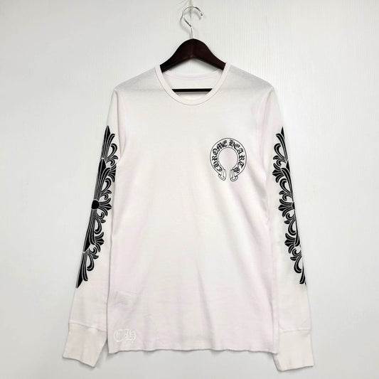 【中古美品】【メンズ】 CHROME HEARTS クロムハーツ LS THERMAL FLORAL CROSS ロングスリーブ サーマル フローラル クロス 長袖 トップス 190-250316-as-27-izu サイズ：L カラー：ホワイト 万代Net店