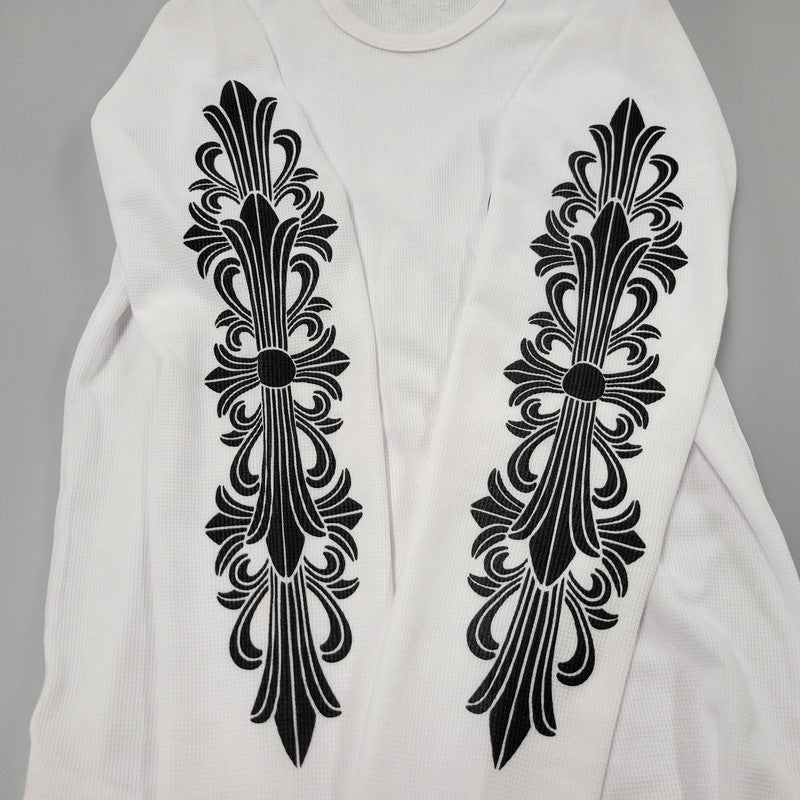 【中古美品】【メンズ】 CHROME HEARTS クロムハーツ LS THERMAL FLORAL CROSS ロングスリーブ サーマル フローラル クロス 長袖 トップス 190-250316-as-27-izu サイズ：L カラー：ホワイト 万代Net店