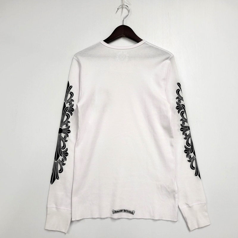 【中古美品】【メンズ】 CHROME HEARTS クロムハーツ LS THERMAL FLORAL CROSS ロングスリーブ サーマル フローラル クロス 長袖 トップス 190-250316-as-27-izu サイズ：L カラー：ホワイト 万代Net店