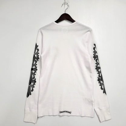 【中古美品】【メンズ】 CHROME HEARTS クロムハーツ LS THERMAL FLORAL CROSS ロングスリーブ サーマル フローラル クロス 長袖 トップス 190-250316-as-27-izu サイズ：L カラー：ホワイト 万代Net店