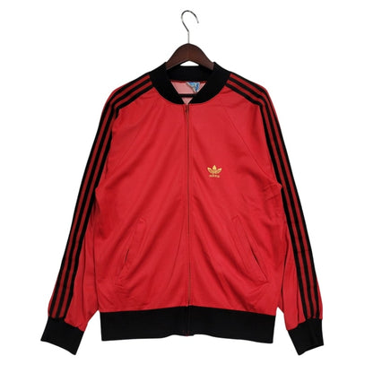 【現状渡し品】【メンズ】 adidas アディダス 70S TRACK JACKET トラックジャケット ATP VENTEX社製 フランス製 PRESTILジッパー 146-250316-as-19-izu カラー：レッド×ブラック 万代Net店