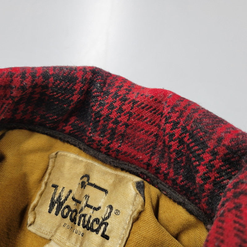 【現状渡し品】【メンズ】 WOOLRICH ウールリッチ 70S CHECK MACKINAW JACKET チェックマッキノージャケット TALONジッパー アウター 146-250316-as-21-izu サイズ：38 カラー：レッド×ブラック 万代Net店