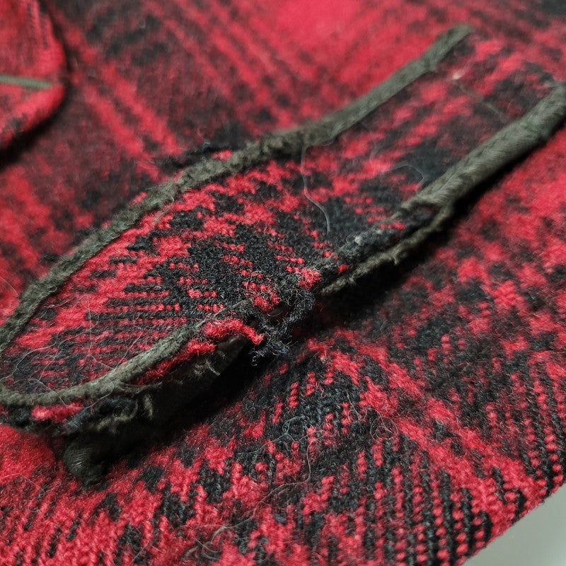 【現状渡し品】【メンズ】 WOOLRICH ウールリッチ 70S CHECK MACKINAW JACKET チェックマッキノージャケット TALONジッパー アウター 146-250316-as-21-izu サイズ：38 カラー：レッド×ブラック 万代Net店