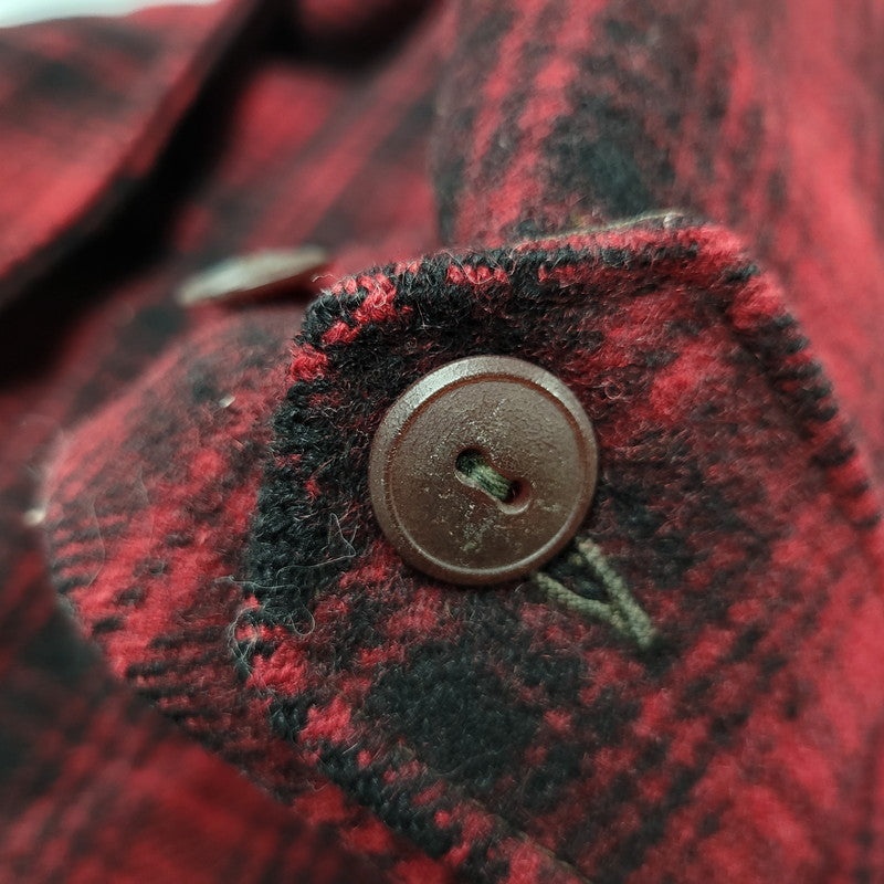 【現状渡し品】【メンズ】 WOOLRICH ウールリッチ 70S CHECK MACKINAW JACKET チェックマッキノージャケット TALONジッパー アウター 146-250316-as-21-izu サイズ：38 カラー：レッド×ブラック 万代Net店