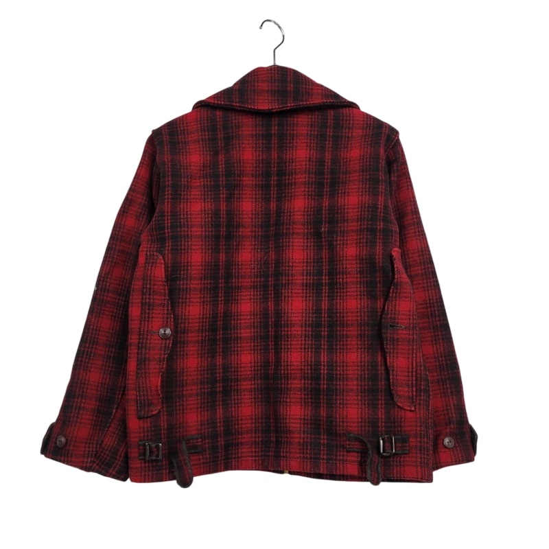 【現状渡し品】【メンズ】 WOOLRICH ウールリッチ 70S CHECK MACKINAW JACKET チェックマッキノージャケット TALONジッパー アウター 146-250316-as-21-izu サイズ：38 カラー：レッド×ブラック 万代Net店