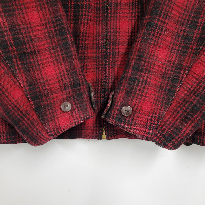 【現状渡し品】【メンズ】 WOOLRICH ウールリッチ 70S CHECK MACKINAW JACKET チェックマッキノージャケット TALONジッパー アウター 146-250316-as-21-izu サイズ：38 カラー：レッド×ブラック 万代Net店
