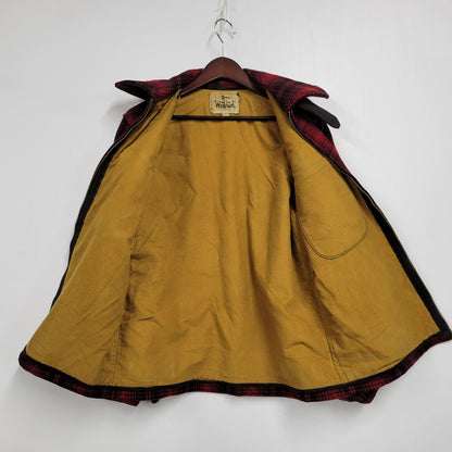 【現状渡し品】【メンズ】 WOOLRICH ウールリッチ 70S CHECK MACKINAW JACKET チェックマッキノージャケット TALONジッパー アウター 146-250316-as-21-izu サイズ：38 カラー：レッド×ブラック 万代Net店