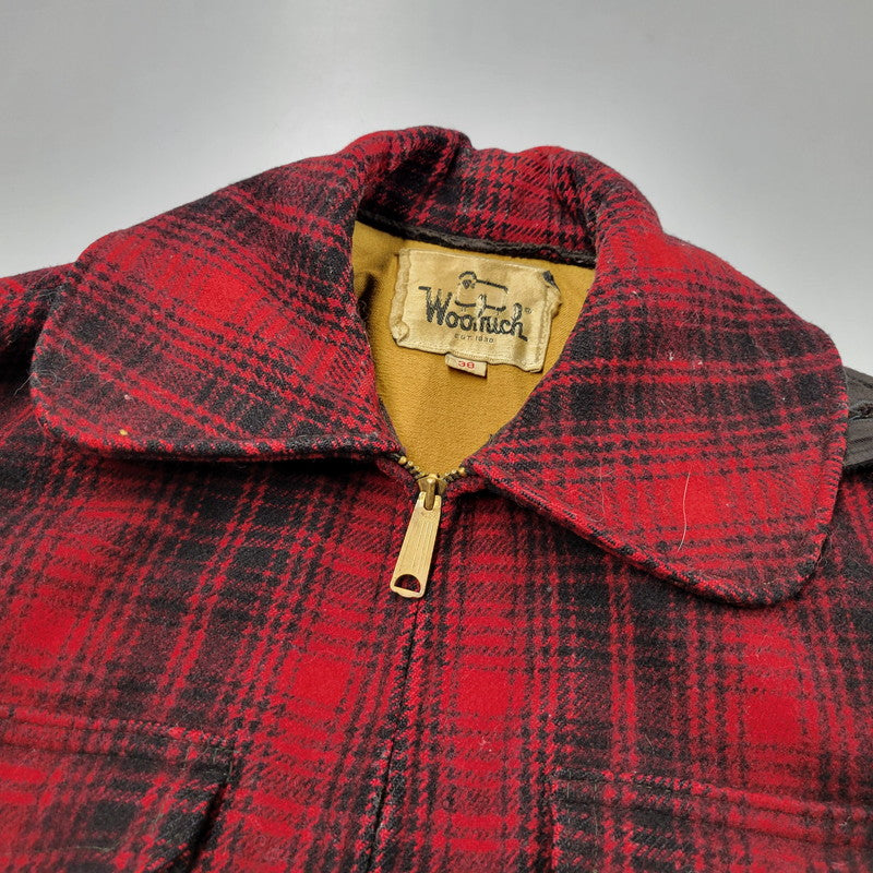 【現状渡し品】【メンズ】 WOOLRICH ウールリッチ 70S CHECK MACKINAW JACKET チェックマッキノージャケット TALONジッパー アウター 146-250316-as-21-izu サイズ：38 カラー：レッド×ブラック 万代Net店