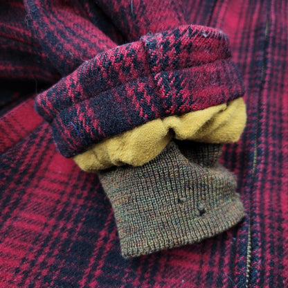 【現状渡し品】【メンズ】 WOOLRICH ウールリッチ 70S CHECK MACKINAW JACKET チェックマッキノージャケット TALONジッパー アウター 146-250316-as-21-izu サイズ：38 カラー：レッド×ブラック 万代Net店