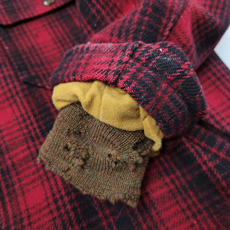 【現状渡し品】【メンズ】 WOOLRICH ウールリッチ 70S CHECK MACKINAW JACKET チェックマッキノージャケット TALONジッパー アウター 146-250316-as-21-izu サイズ：38 カラー：レッド×ブラック 万代Net店
