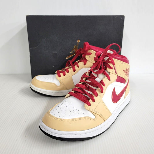 【中古品】【メンズ】 NIKE ナイキ AIR JORDAN 1 MID 554724-201 エア ジョーダン 1 ミッド スニーカー シューズ 靴 160-250317-as-10-izu サイズ：27cm カラー：WHITE ONYX/LIGHT CURRY-WHITE 万代Net店