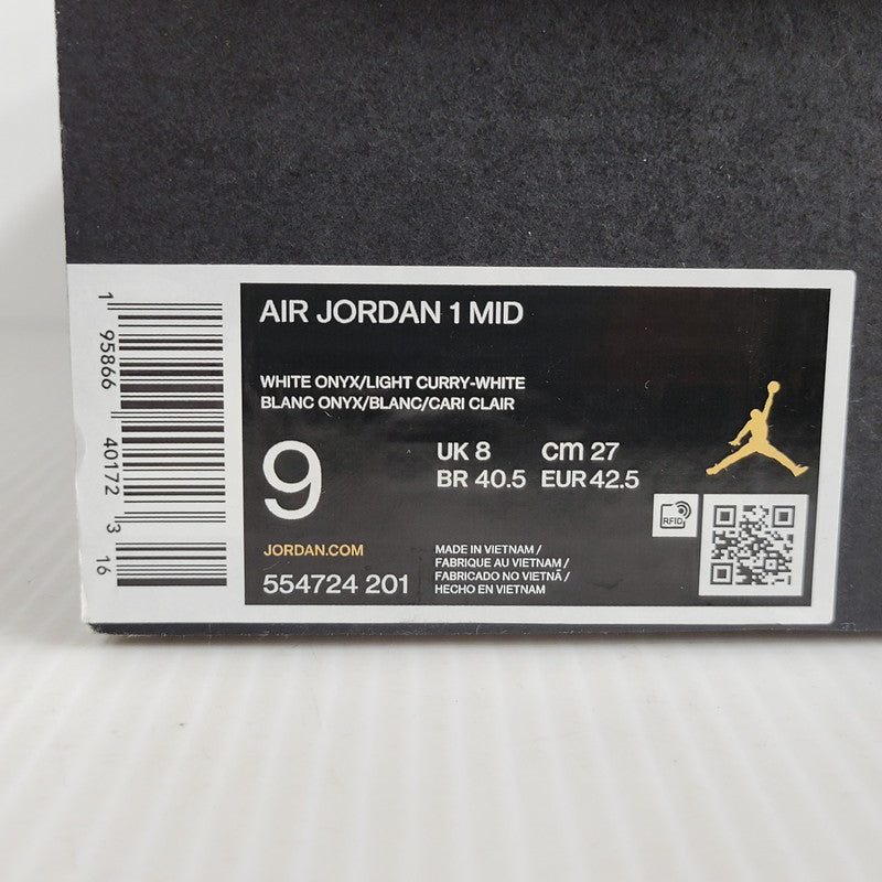 【中古品】【メンズ】 NIKE ナイキ AIR JORDAN 1 MID 554724-201 エア ジョーダン 1 ミッド スニーカー シューズ 靴 160-250317-as-10-izu サイズ：27cm カラー：WHITE ONYX/LIGHT CURRY-WHITE 万代Net店