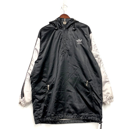 【中古品】【メンズ】 OLD ADIDAS オールドアディダス AA-4151 デサント期 80S HALF ZIP NYLON HOODED JACKET 80年代 ハーフジップナイロンフーデッドジャケット アウター 長袖 146-250317-ma-09-izu サイズ：L カラー：黒/シルバー 万代Net店