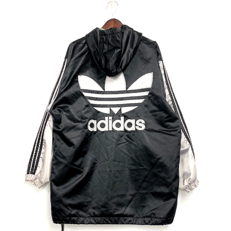 【中古品】【メンズ】 OLD ADIDAS オールドアディダス AA-4151 デサント期 80S HALF ZIP NYLON HOODED JACKET 80年代 ハーフジップナイロンフーデッドジャケット アウター 長袖 146-250317-ma-09-izu サイズ：L カラー：黒/シルバー 万代Net店