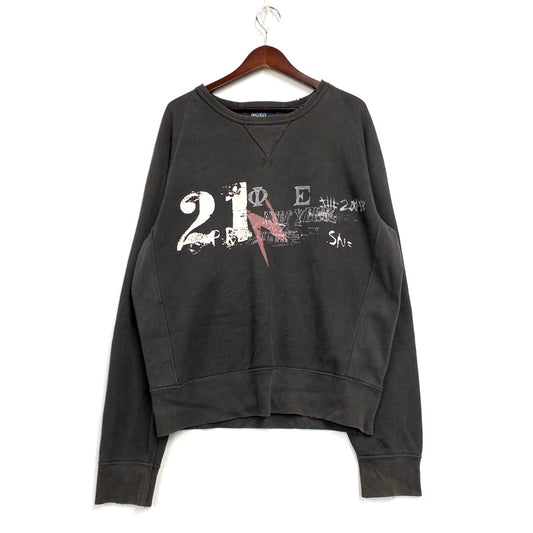 【現状渡し品】【メンズ】 90S DESIGN SWEATSHIRT デザイン スウェットシャツ 両面はめ込みVガゼット トレーナー 長袖 トップス 146-250317-as-15-izu サイズ：L カラー：ブラウン系 万代Net店