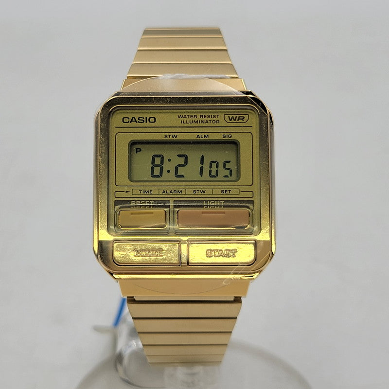 【中古美品】【メンズ/レディース】 CASIO カシオ A120WEG-9A 腕時計 199-260529-as-11-izu サイズ：40.7 × 33.5 × 9.4 mm カラー：ゴールド 万代Net店