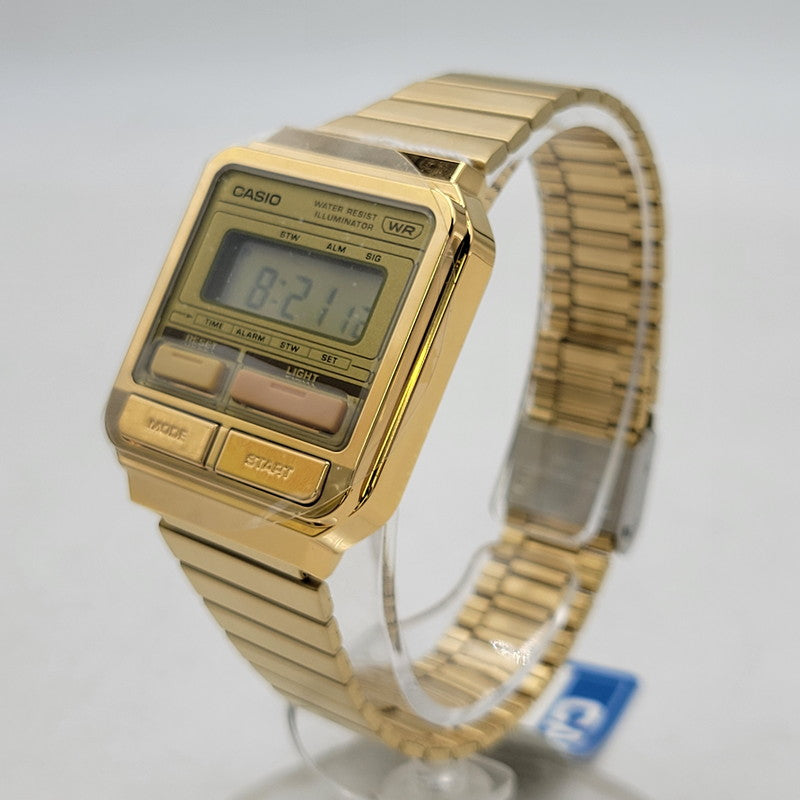 【中古美品】【メンズ/レディース】 CASIO カシオ A120WEG-9A 腕時計 199-260529-as-11-izu サイズ：40.7 × 33.5 × 9.4 mm カラー：ゴールド 万代Net店
