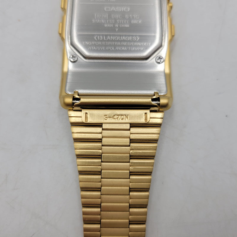 【中古美品】【メンズ/レディース】 CASIO カシオ DBC-611G-1 腕時計 199-260529-as-10-izu サイズ：46.5 × 33.1 × 8.7 mm カラー：ゴールド 万代Net店
