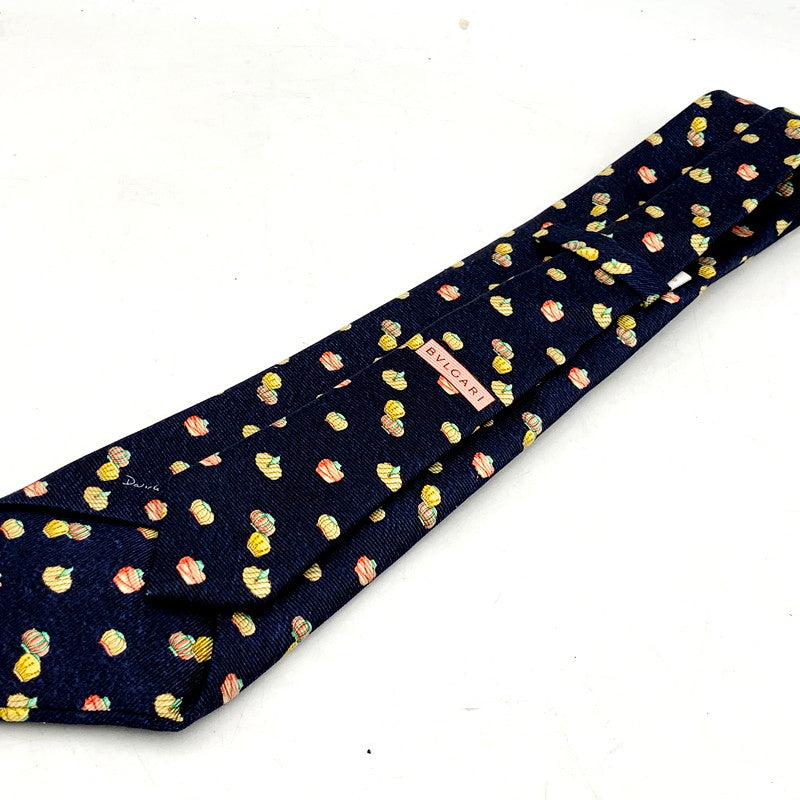 【中古品】【メンズ】 BVLGARI ブルガリ TURBAN SILK TIE ターバン シルク ネクタイ イタリア製 183-250324-as-15-izu カラー：ネイビー 万代Net店