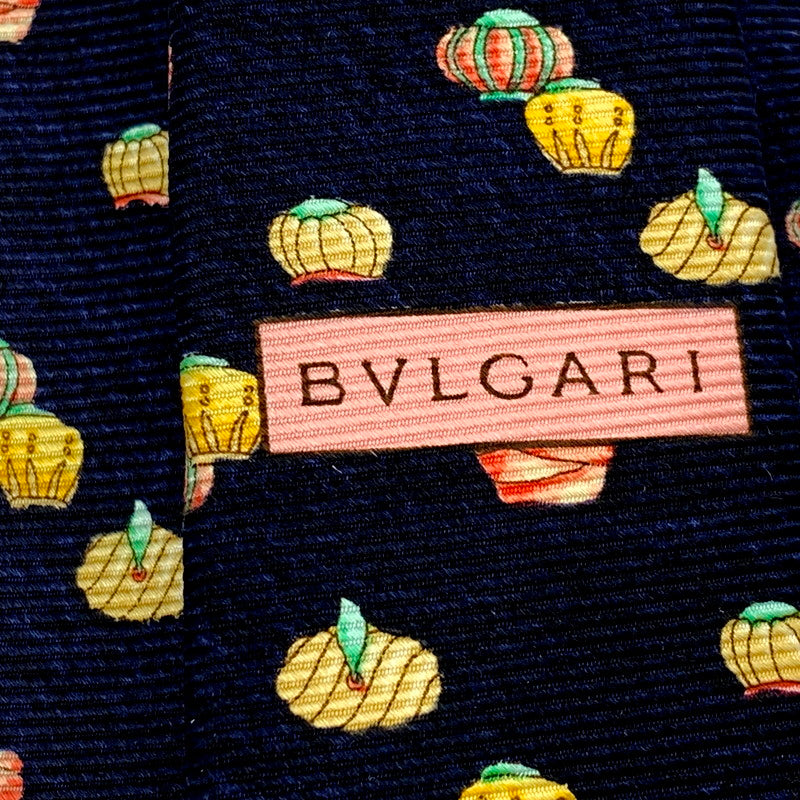 【中古品】【メンズ】 BVLGARI ブルガリ TURBAN SILK TIE ターバン シルク ネクタイ イタリア製 183-250324-as-15-izu カラー：ネイビー 万代Net店