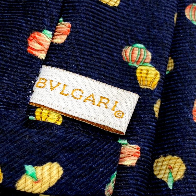 【中古品】【メンズ】 BVLGARI ブルガリ TURBAN SILK TIE ターバン シルク ネクタイ イタリア製 183-250324-as-15-izu カラー：ネイビー 万代Net店