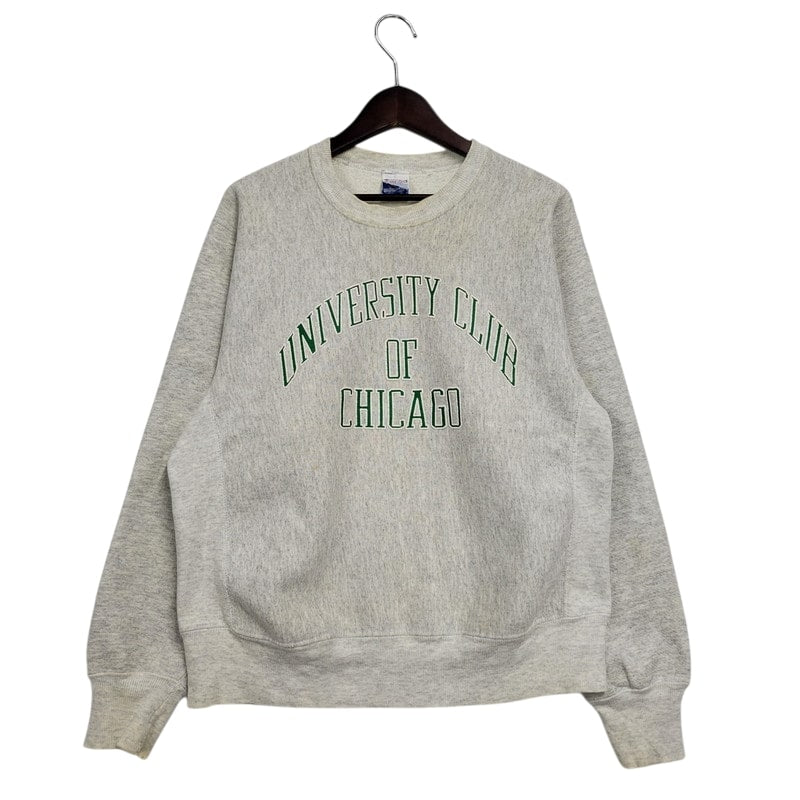 【現状渡し品】【メンズ】 Champion チャンピオン REVERSE WEAVE UNIVERSITY CLUB OF CHICAGO SWEATSHIRT リバースウィーブ スウェット トレーナー プリント トップス 146-250325-ay-08-izu サイズ：M カラー：ライトグレー 万代Net店