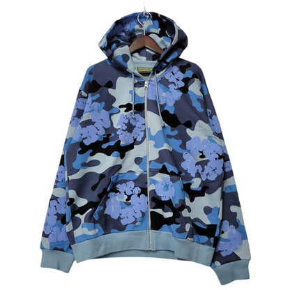 【中古美品】【メンズ】 DENIM TEARS デニムティアーズ BLUE CAMO COTTON WREATH ZIP HOODIE ブルー カモ コットン リース ジップ フーディー パーカー 長袖 トップス 142-250416-as-17-izu サイズ：L カラー：ブルー系 万代Net店