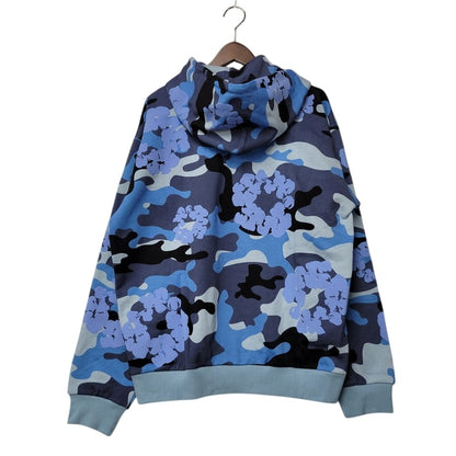 【中古美品】【メンズ】 DENIM TEARS デニムティアーズ BLUE CAMO COTTON WREATH ZIP HOODIE ブルー カモ コットン リース ジップ フーディー パーカー 長袖 トップス 142-250416-as-17-izu サイズ：L カラー：ブルー系 万代Net店