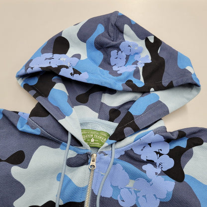【中古美品】【メンズ】 DENIM TEARS デニムティアーズ BLUE CAMO COTTON WREATH ZIP HOODIE ブルー カモ コットン リース ジップ フーディー パーカー 長袖 トップス 142-250416-as-17-izu サイズ：L カラー：ブルー系 万代Net店