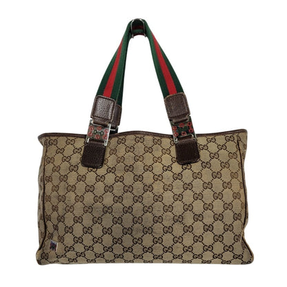 【現状渡し品】【メンズ/レディース】 GUCCI グッチ STRIPED PATTERN GG HORSE BIT TOTE BAG 145758 ストライプ GGパターン ホースビット トートバッグ カバン 鞄 180-250330-as-04-izu カラー：ブラウン 万代Net店