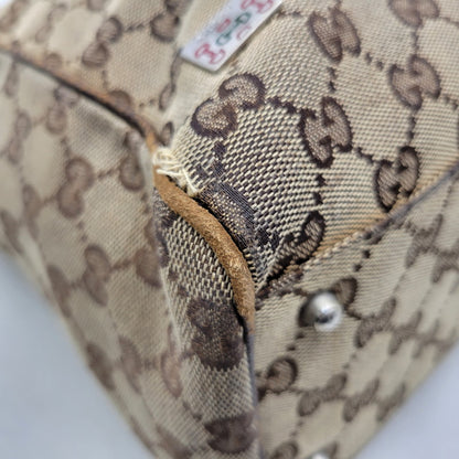 【現状渡し品】【メンズ/レディース】 GUCCI グッチ STRIPED PATTERN GG HORSE BIT TOTE BAG 145758 ストライプ GGパターン ホースビット トートバッグ カバン 鞄 180-250330-as-04-izu カラー：ブラウン 万代Net店