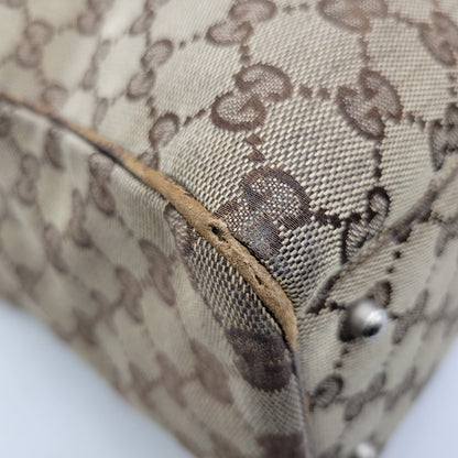 【現状渡し品】【メンズ/レディース】 GUCCI グッチ STRIPED PATTERN GG HORSE BIT TOTE BAG 145758 ストライプ GGパターン ホースビット トートバッグ カバン 鞄 180-250330-as-04-izu カラー：ブラウン 万代Net店