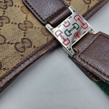 【現状渡し品】【メンズ/レディース】 GUCCI グッチ STRIPED PATTERN GG HORSE BIT TOTE BAG 145758 ストライプ GGパターン ホースビット トートバッグ カバン 鞄 180-250330-as-04-izu カラー：ブラウン 万代Net店