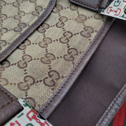 【現状渡し品】【メンズ/レディース】 GUCCI グッチ STRIPED PATTERN GG HORSE BIT TOTE BAG 145758 ストライプ GGパターン ホースビット トートバッグ カバン 鞄 180-250330-as-04-izu カラー：ブラウン 万代Net店