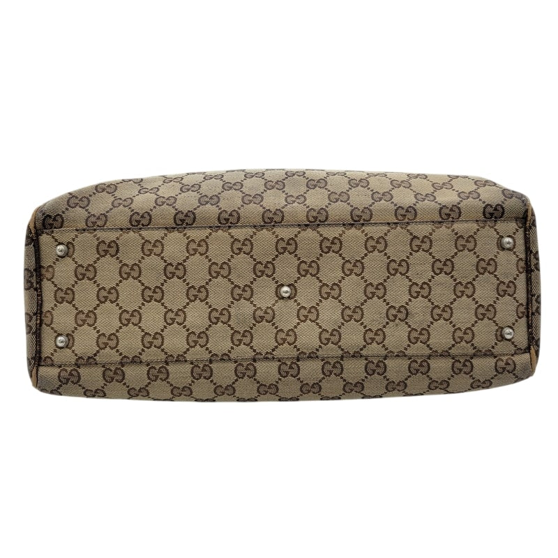 【現状渡し品】【メンズ/レディース】 GUCCI グッチ STRIPED PATTERN GG HORSE BIT TOTE BAG 145758 ストライプ GGパターン ホースビット トートバッグ カバン 鞄 180-250330-as-04-izu カラー：ブラウン 万代Net店