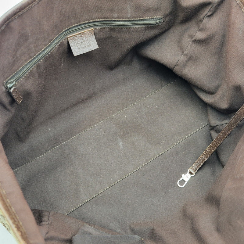 【現状渡し品】【メンズ/レディース】 GUCCI グッチ STRIPED PATTERN GG HORSE BIT TOTE BAG 145758 ストライプ GGパターン ホースビット トートバッグ カバン 鞄 180-250330-as-04-izu カラー：ブラウン 万代Net店