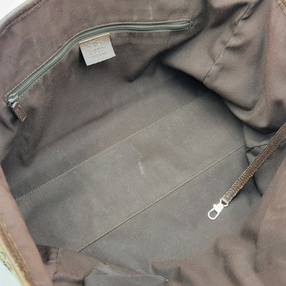 【現状渡し品】【メンズ/レディース】 GUCCI グッチ STRIPED PATTERN GG HORSE BIT TOTE BAG 145758 ストライプ GGパターン ホースビット トートバッグ カバン 鞄 180-250330-as-04-izu カラー：ブラウン 万代Net店