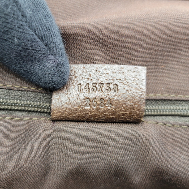 【現状渡し品】【メンズ/レディース】 GUCCI グッチ STRIPED PATTERN GG HORSE BIT TOTE BAG 145758 ストライプ GGパターン ホースビット トートバッグ カバン 鞄 180-250330-as-04-izu カラー：ブラウン 万代Net店