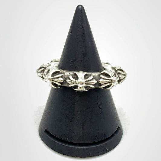 【中古品】【メンズ/レディース】 CHROME HEARTS クロムハーツ 925 CROSS BAND RING クロス バンド リング 指輪 アクセサリー 190-250412-as-41-izu カラー：シルバー 万代Net店
