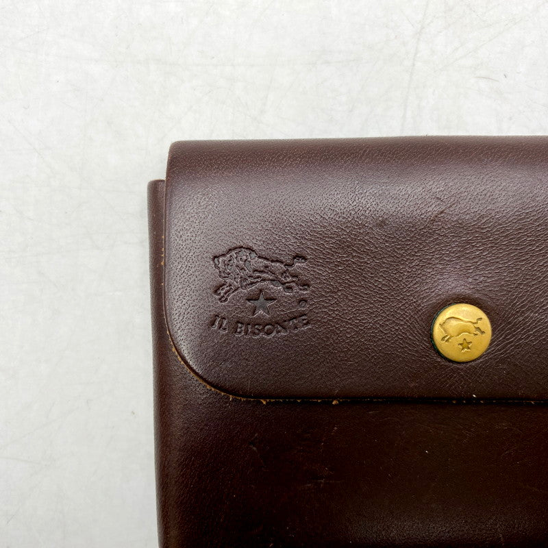 【中古品】【メンズ/レディース】 IL BISONTE イルビゾンテ LEATHER COIN CASE レザーコインケース 小銭入れ 201-250411-as-16-izu カラー：ブラウン 万代Net店