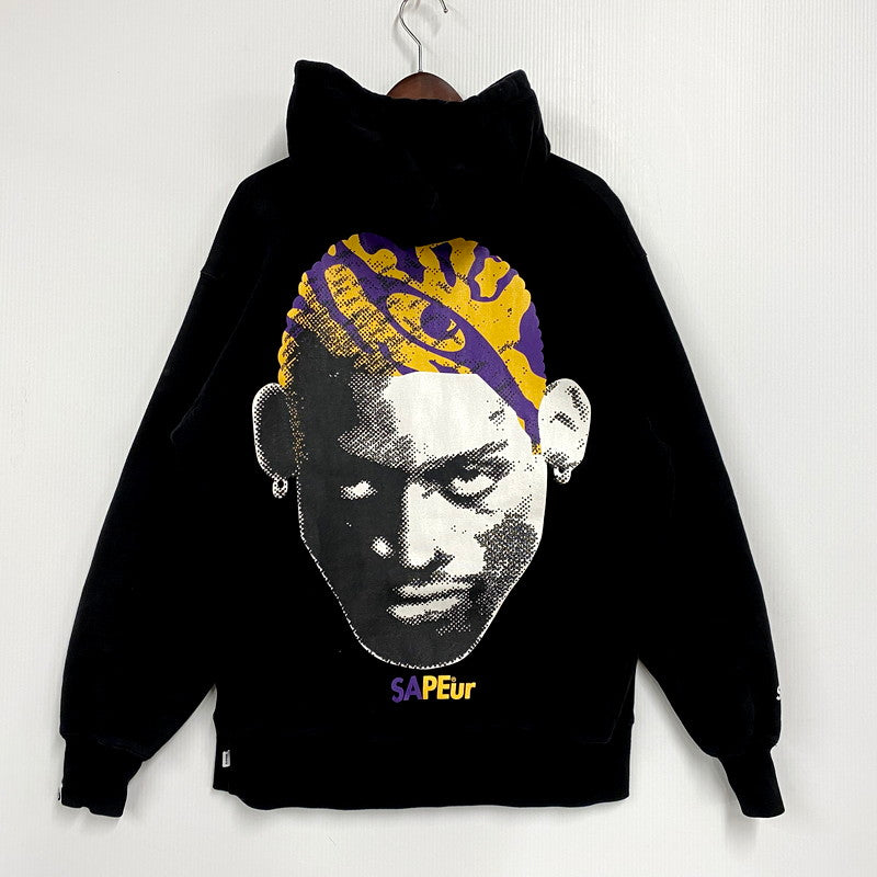 【中古品】【メンズ】 SAPEUR サプール LOS ANGELES DENNIS KEITH RODMAN PRINT HOODIE ロサンゼルス デニスキースロッドマン プリント フーディー パーカー 長袖 トップス 142-250404-as-11-izu サイズ：L カラー：ブラック 万代Net店